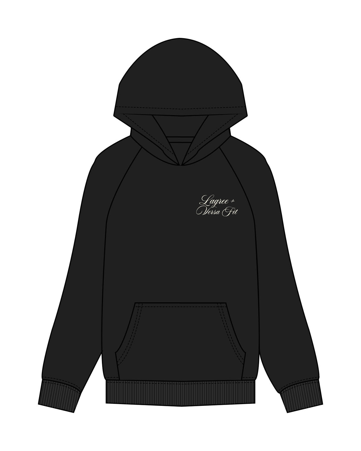 The Mens Hoodie - Black - Lagree Versa - Left Chest Stacked & Full Back - Printed - Off White