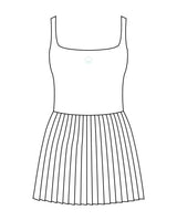 The Scoop Back Dress - White - Squeeze Massage - Center Back Stacked - Printed - Turquoise
