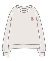 The Womens Crewneck - Bone - Bare Pilates - Left Chest - Back Center - Printed - Full Color