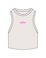 The Ribbed Crop Tank - Bone - GirlyPop - Center Chest - Embroidered - Full Color
