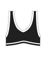 The Piped Bra - Black - LHTX Fitness - Back Center - Printed - White