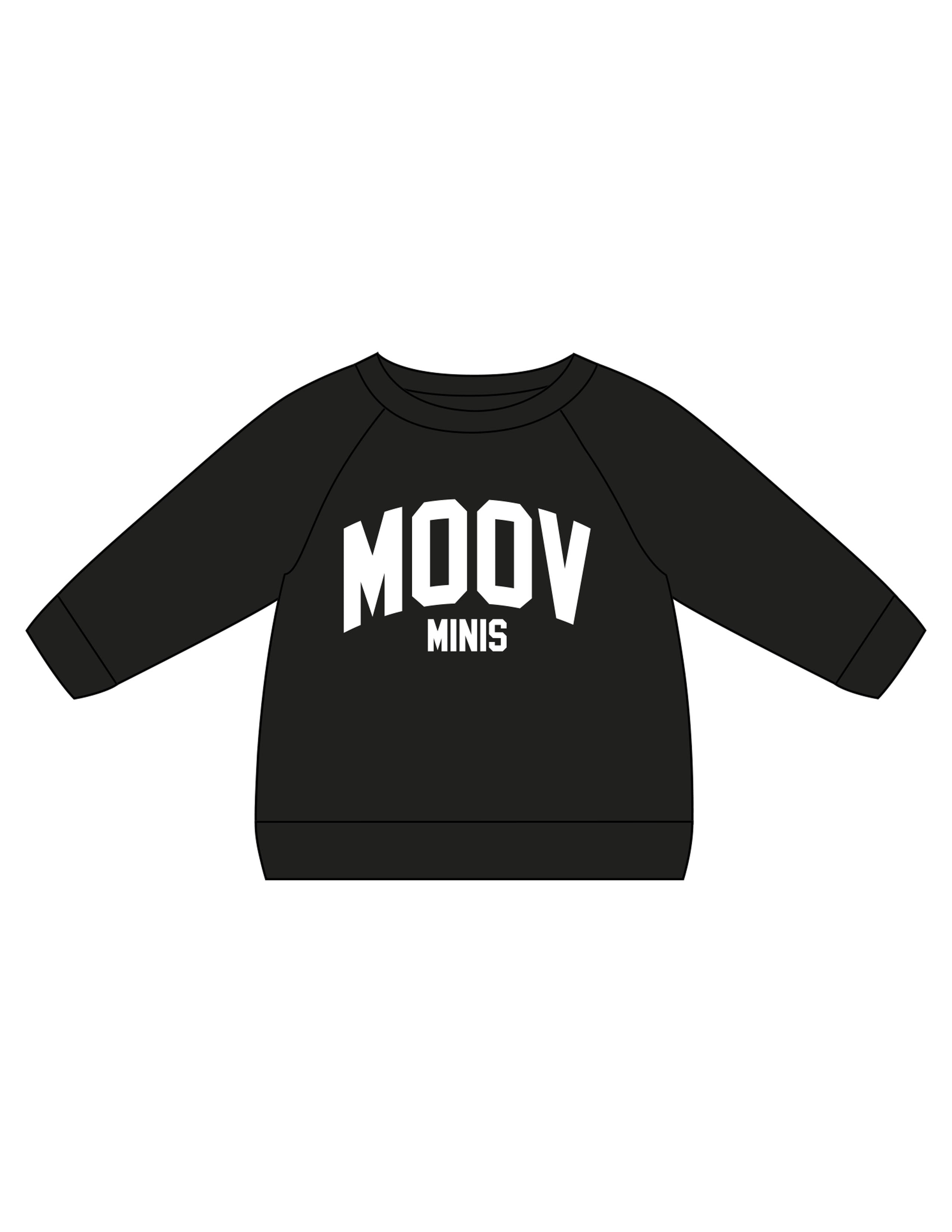 The Kids Crewneck - Black - Moov Seattle - Center Chest Stacked - Printed - White