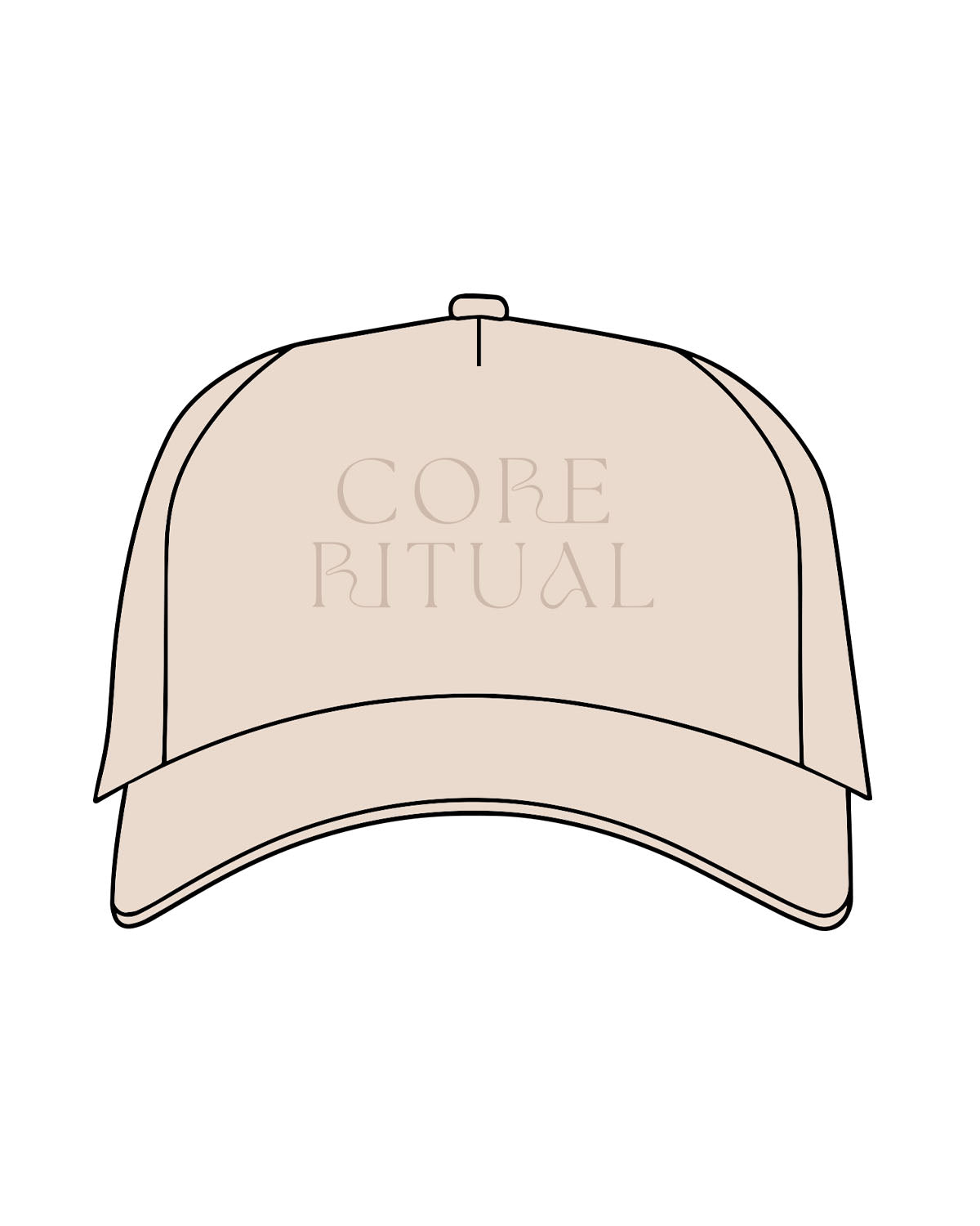 The 5 Panel Trucker Hat - Sand - Core Ritual - Center Stacked - Puff Stitch - Tone on Tone