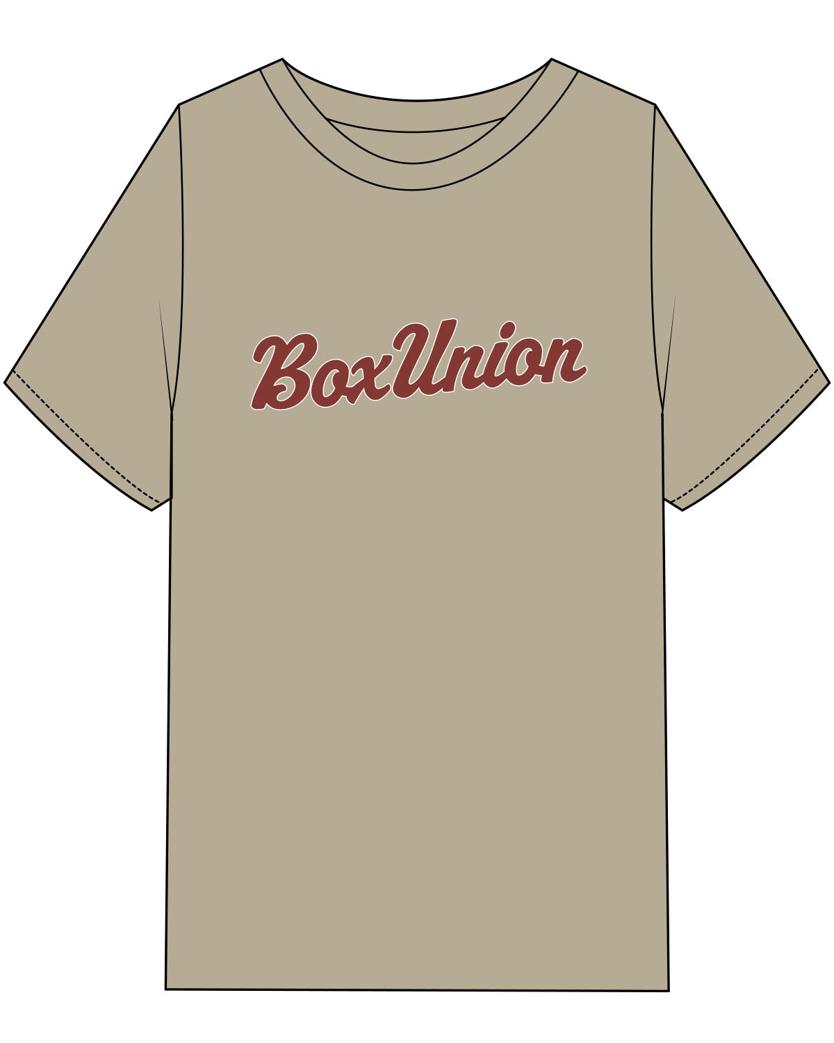 The Mens Heavyweight Tee - Washed Khaki - Box Union - Center Chest - Full Color