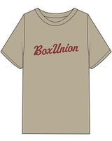 The Mens Heavyweight Tee - Washed Khaki - Box Union - Center Chest - Full Color