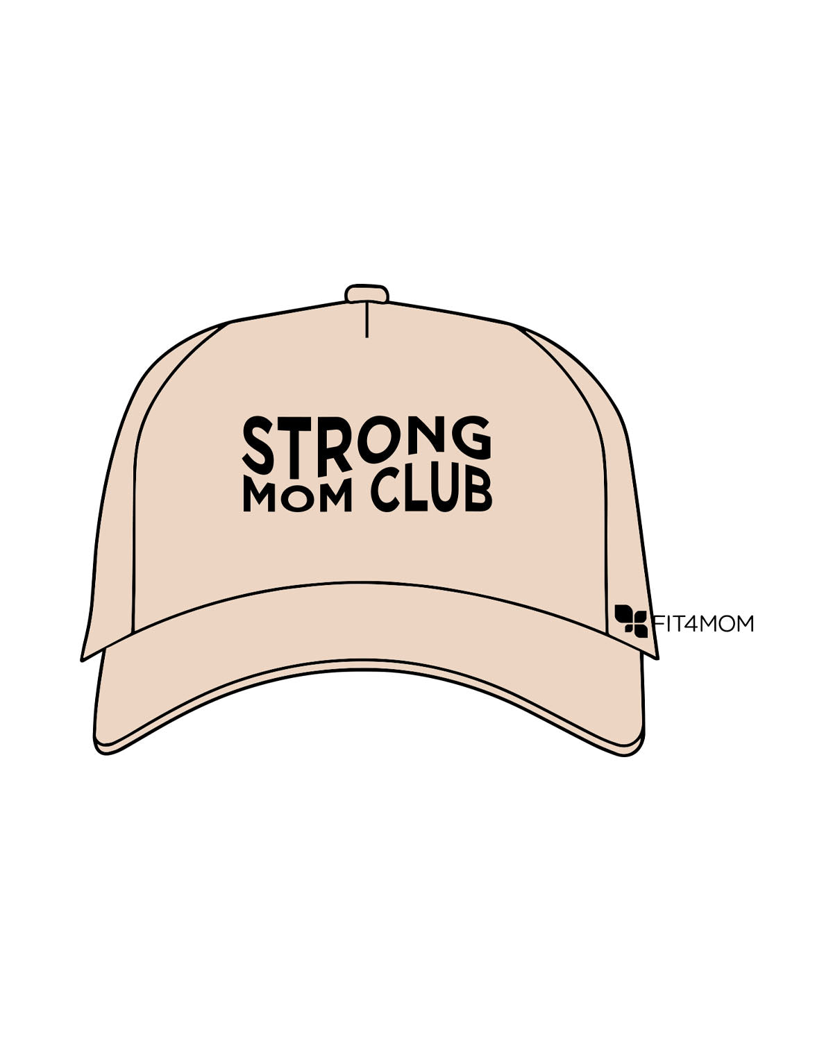 The 5 Panel Trucker Hat - Sand - Fit 4 Mom - Tri Valley - Center Crown Stacked - Near Left Ear - Embroidered - Black