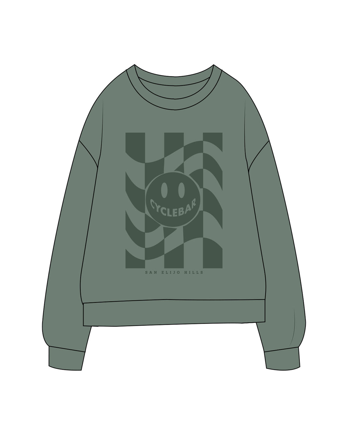 The Midweight Unisex Crewneck - Washed Alpine - Cyclebar San Elijo Hills - Front View Image - Printed - Tone on Tone