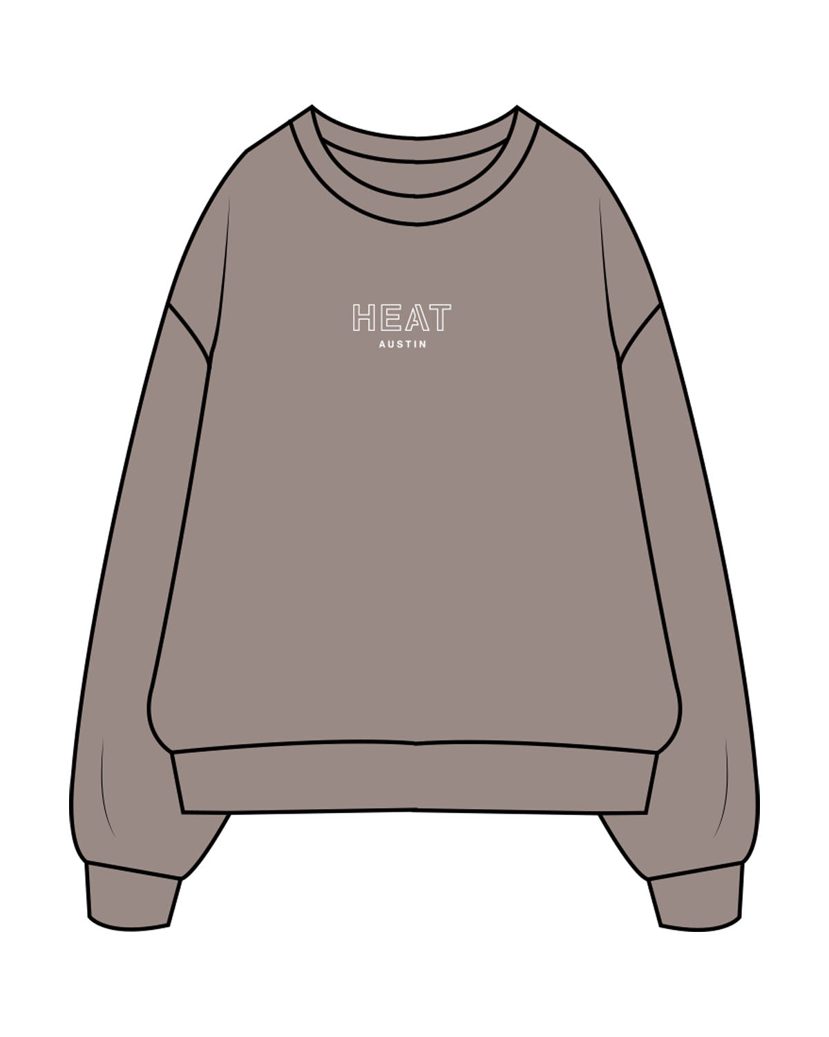 The Mens Crewneck - Washed Gray - Heat Bootcamp - Center Chest & Upper Back - Printed - White