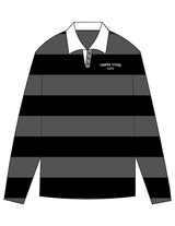 The Rugby Stripe Jersey - Black / Shadow - Tempra Studio - Left Chest Stacked - Embroidered - White