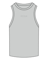 The Ribbed Full Length Tank - Storm - Fit Five Studio - Center Chest Stacked - Embroidered - Tone on Tone