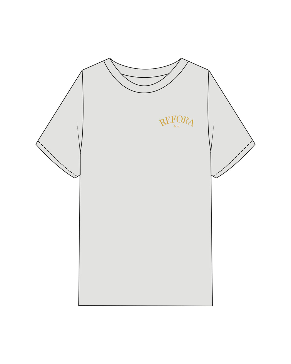 The Mens Heavyweight Tee -  Washed Storm - REFORA - Left Chest Stacked - Back Center Stacked - Printed - Gold