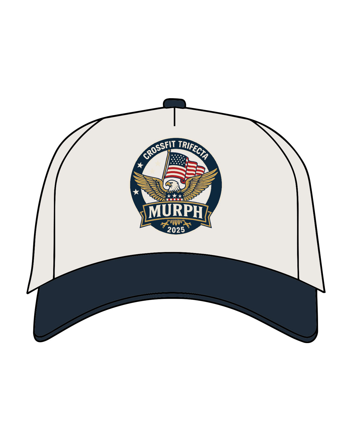 The Canvas Cap - Natural / Midnight - Crossfit Trifecta - Center Crown - Full Color