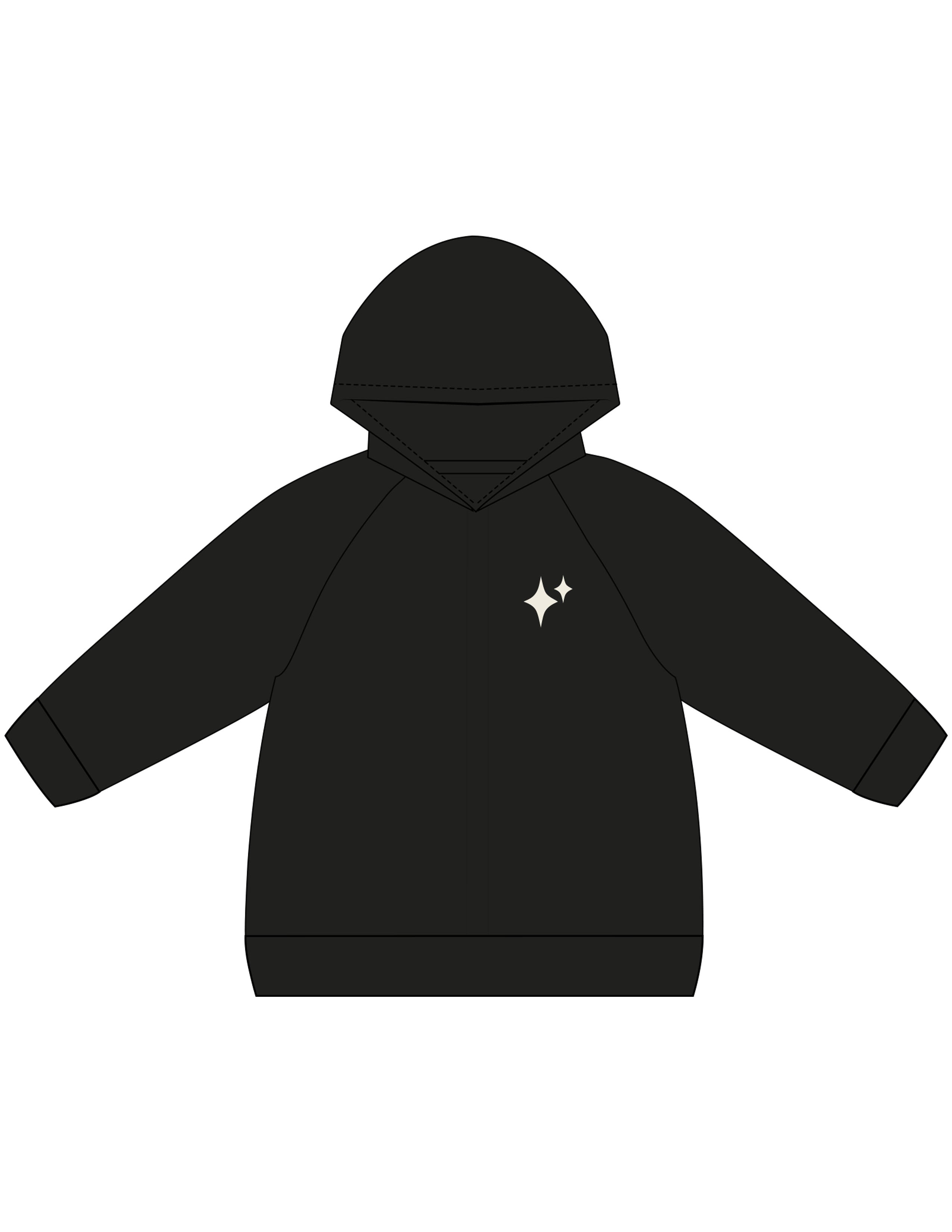 The Kids Zip Hoodie - Black - New Mom School - Left Chest & Back Stacked - Printed - White