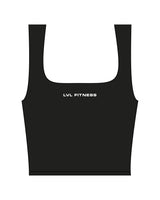 The Square Neck Tank - Black - LVL - Center Chest - Back Neckline - Printed - White