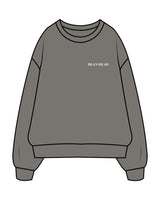 The Mens Crewneck - Washed Gray - Bean Head - Left Chest - Embroidered - Off White