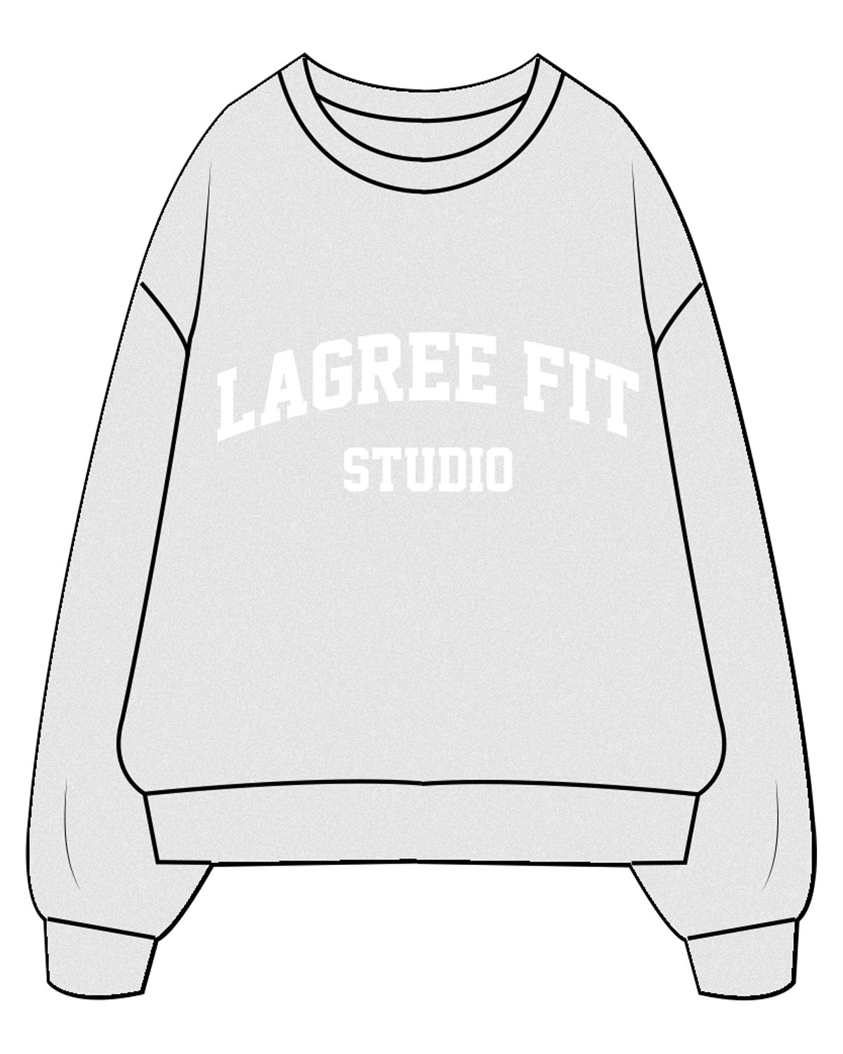 The Mens Crewneck - White Heather - Lagree Fit Studio - Center Chest - Back Center - Printed - White