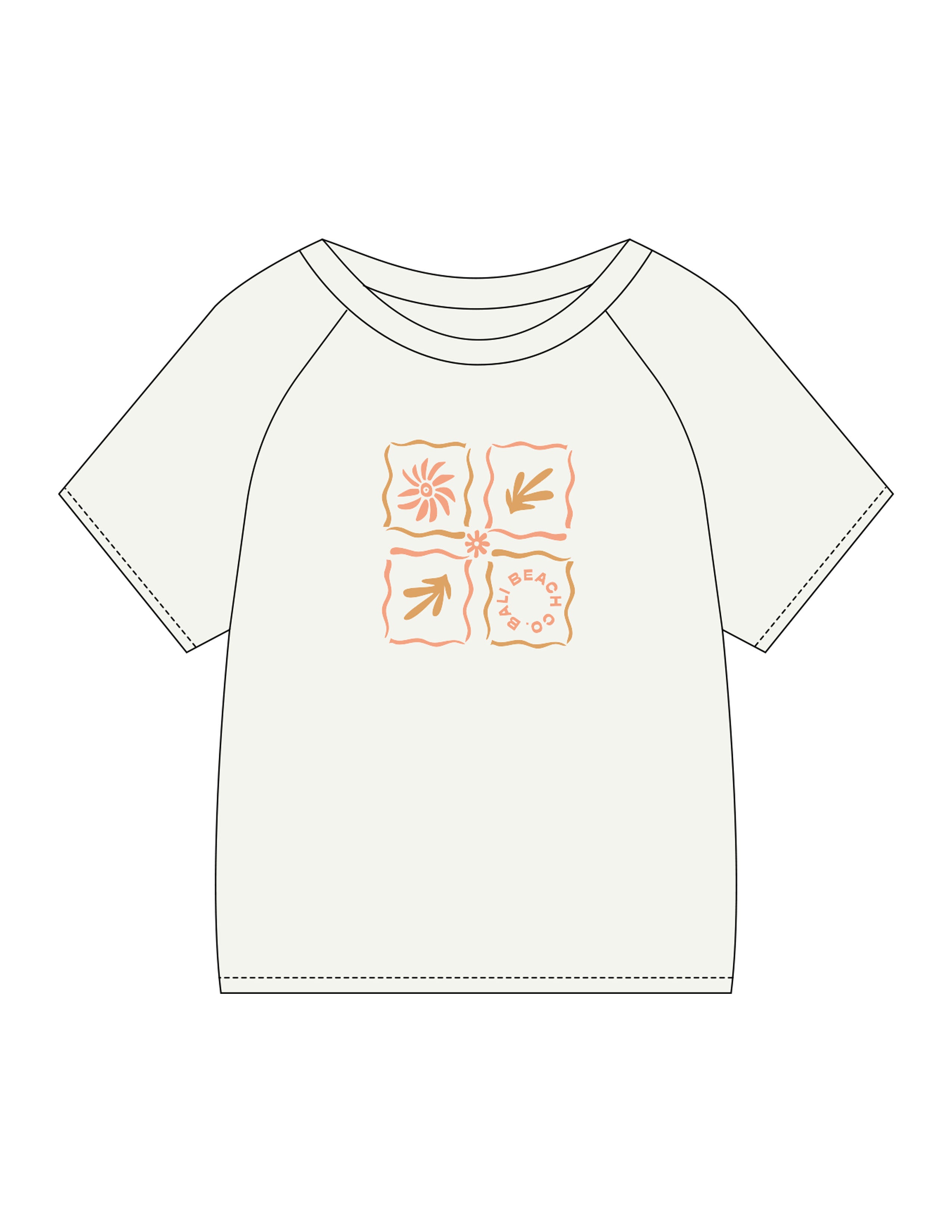 The Kids Heavyweight Tee - Washed Bone - Bali Beach Co - Chest Image - Printed - Full Color