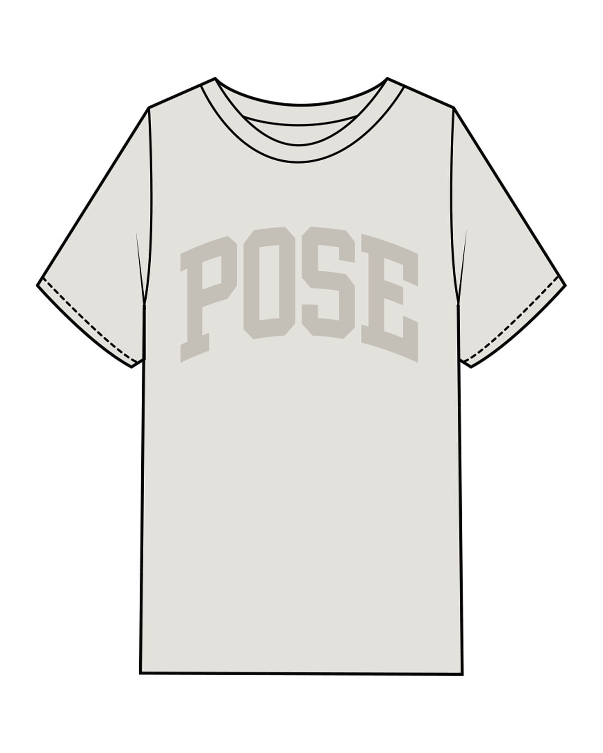 The Womens Heavyweight Tee - Washed Bone - Pose Pilates - Center Chest - Back Neckline - Tone on Tone
