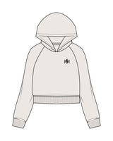 The Womens Crop Hoodie - Bone - Sweatset - Left Chest - Back Bottom - Printed - Charcoal