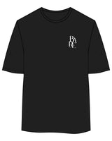 The Womens Oversized Tee - Black - Bare Pilates - Left Chest & Back Center Stacked - Printed - White