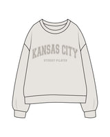 The Womens Crewneck - Washed Bone - STUDIO 7 - Center Chest Arc Stacked - Printed - Tone on Tone