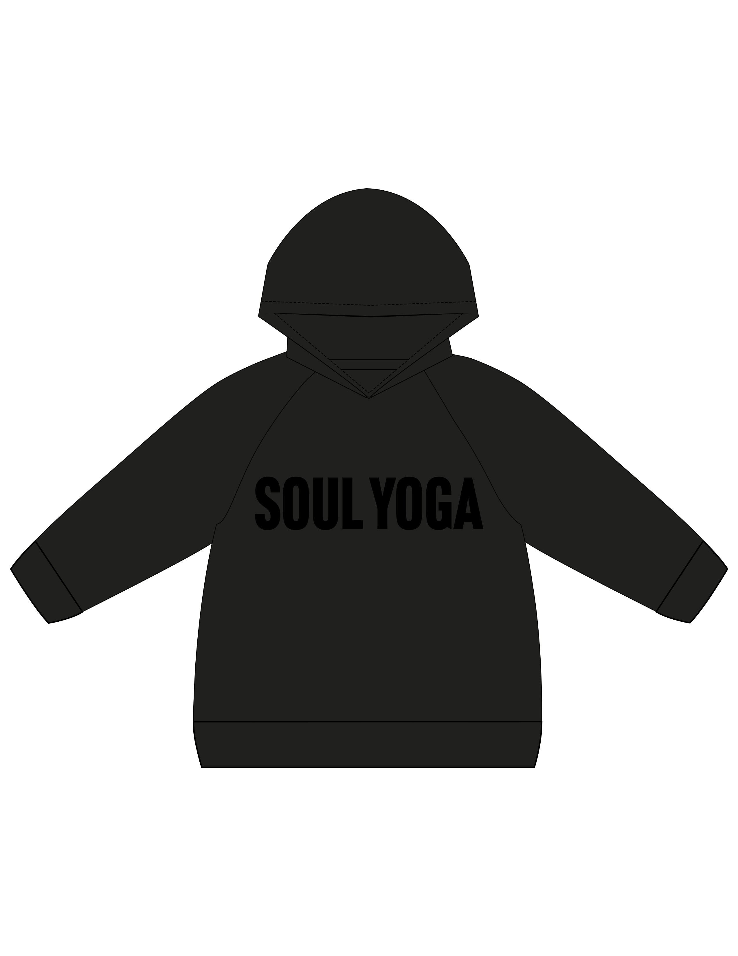 The Kids Hoodie - Black - SOUL YOGA - Center Chest - Printed - Tone on Tone