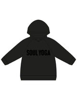 The Kids Hoodie - Black - SOUL YOGA - Center Chest - Printed - Tone on Tone