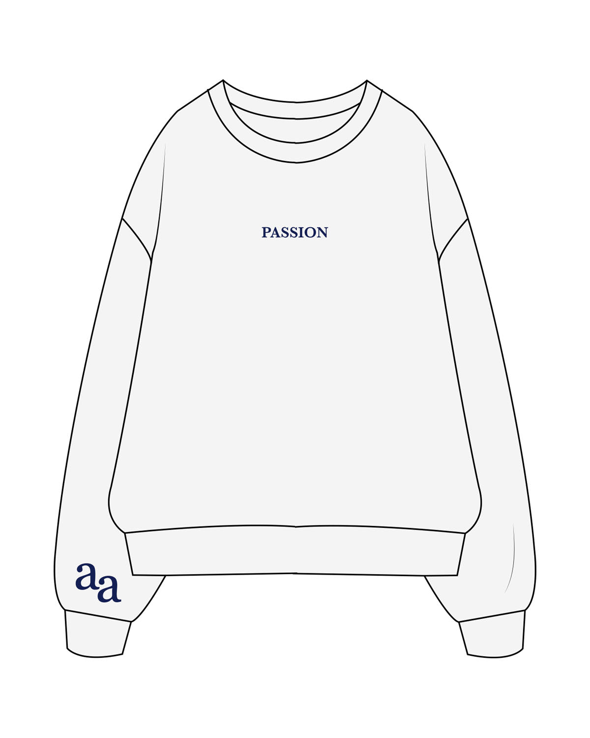 The Mens Crewneck - White Heather - AA Associates - Center Chest & Right Sleeve - Embroidered - Navy