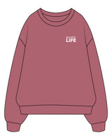 The Midweight Unisex Crewneck - Washed Maroon - Barre Life - Left Chest - Back Center - Printed - White