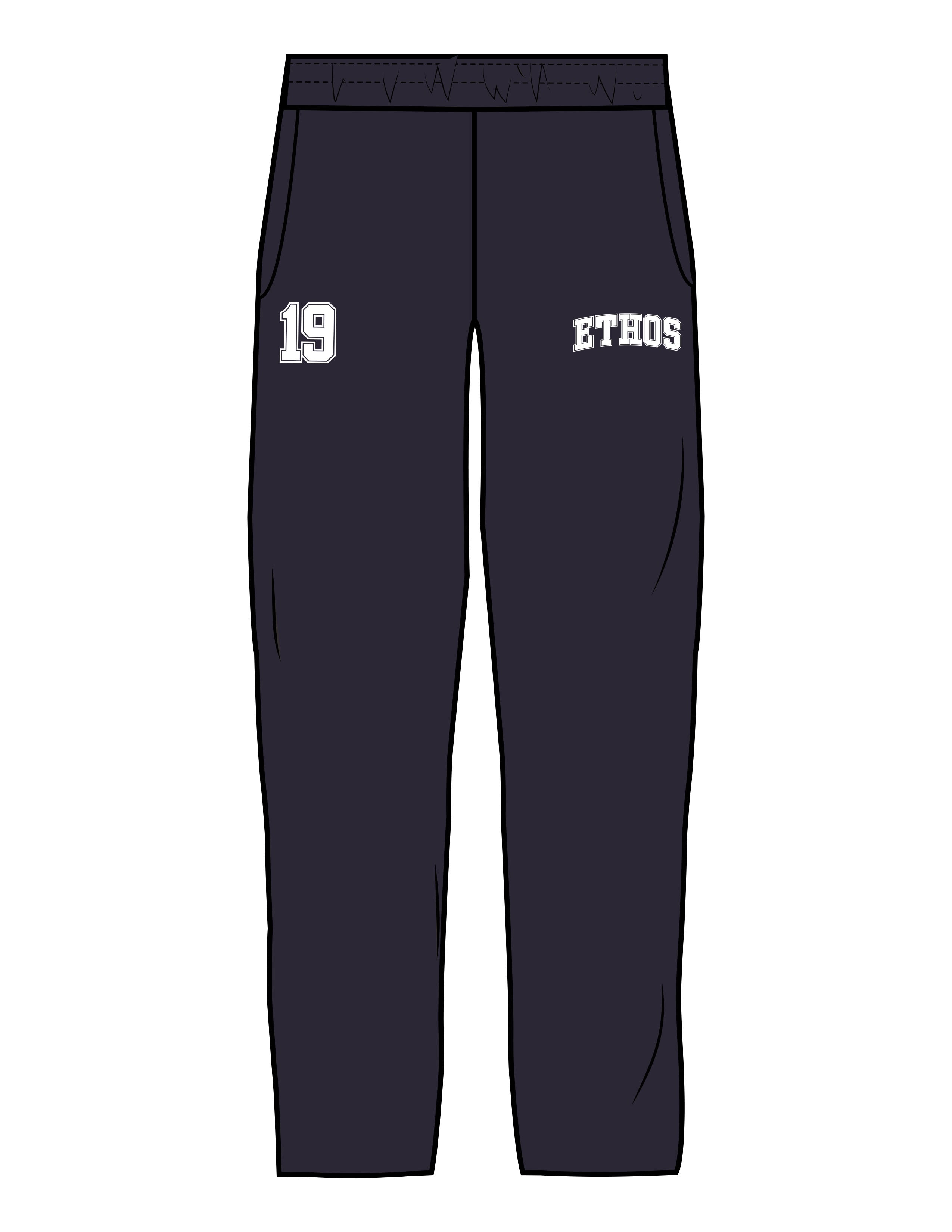 The Straight Leg Sweatpant - Ink Blue - ETHOS Q3 PHOTOSHOOT - Left & Right Leg - Printed - White