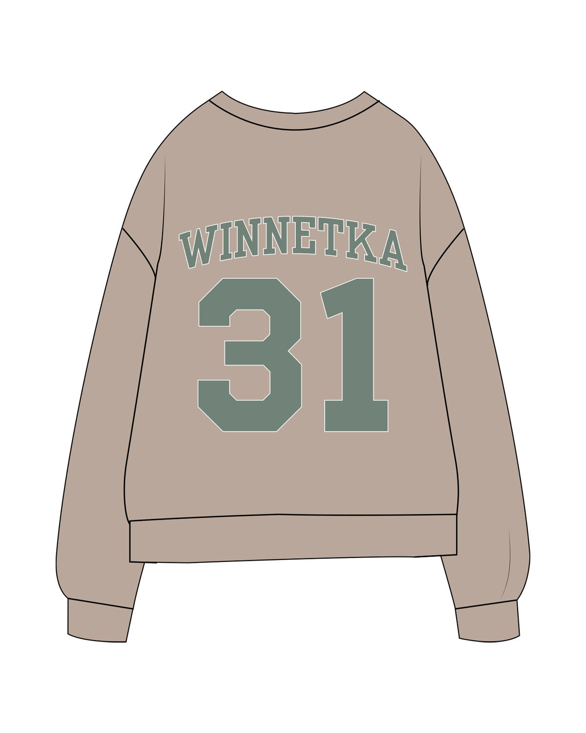 The Midweight Unisex Crewneck - Washed Cement - 31Theraphy - Left Chest & Back Stacked - Winnetka - Full Color