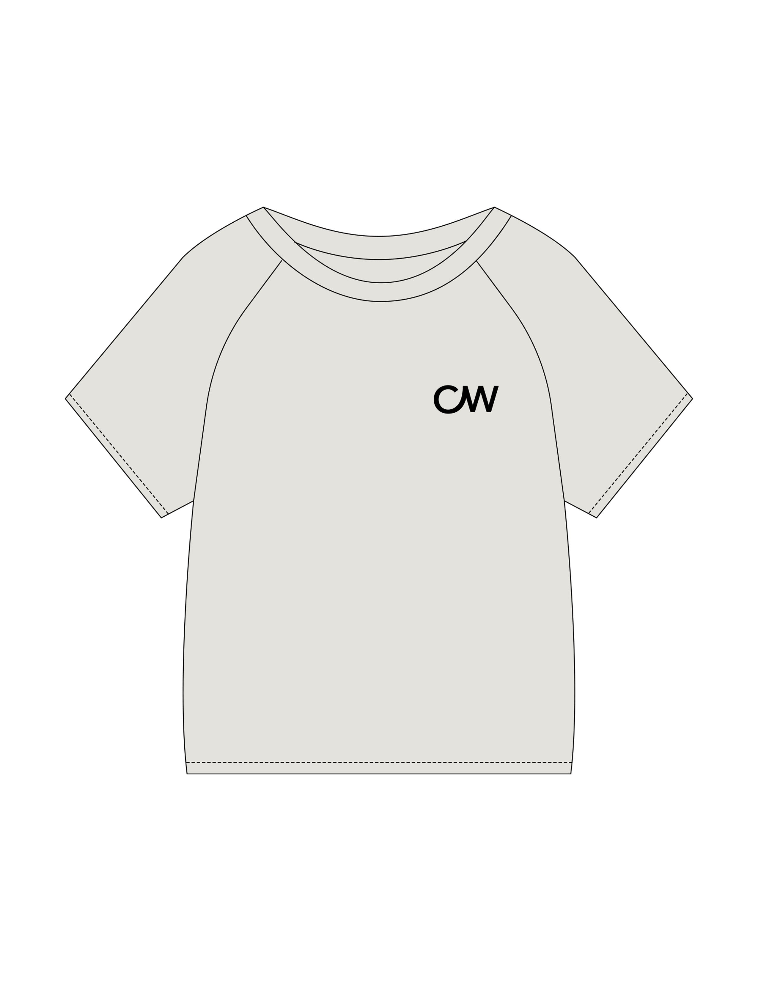 The Kids Heavyweight Tee - Washed Bone - C Wickson - Left Chest "CW" & Back Stacked - Printed - Black