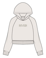 The Womens Crop Hoodie - Bone - R.M.W.I - Center Chest - Printed - Brown