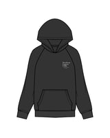 The Womens Hoodie - Washed Black - Megafit House - Left Chest & Back Stacked - Printed - White