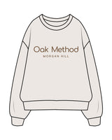 The Womens Crewneck - Bone - The Oak Method - Center Chest Stacked & Back Neckline - Printed - Brown