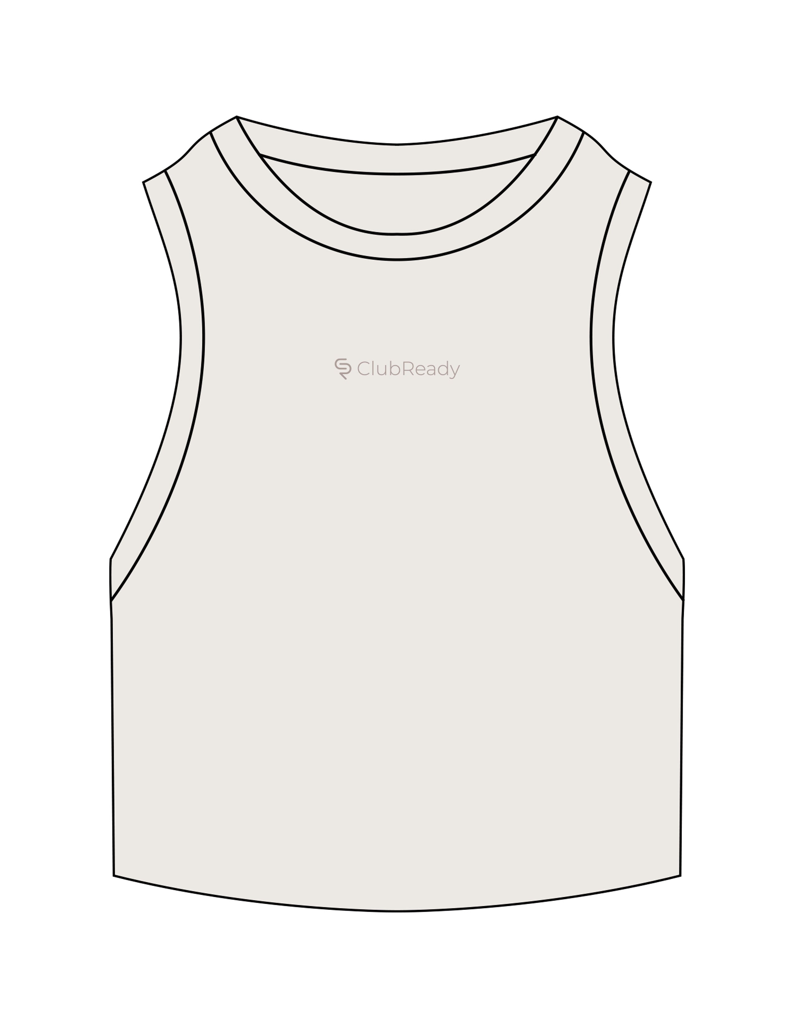The Ribbed Crop Tank - Bone - Club Ready - Center Chest - EMB - Tone on Tone