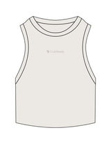 The Ribbed Crop Tank - Bone - Club Ready - Center Chest - EMB - Tone on Tone
