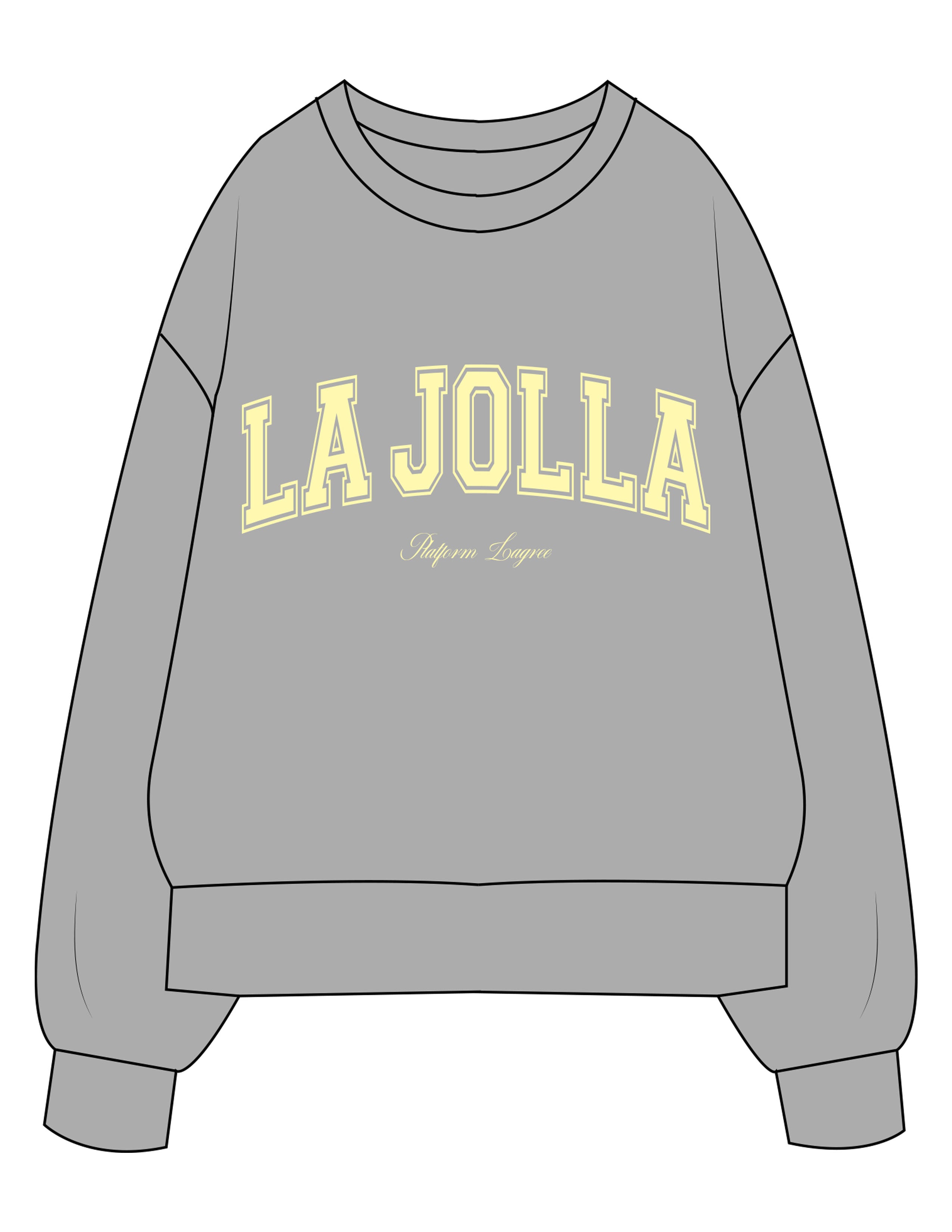 The Womens Crewneck - Heather - Platform - Center Chest Arc Stacked - Printed - Yellow