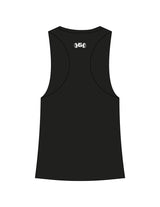 The Womens Racerback Tank - Black - Gladden Gains - Center Chest & Back Neckline - Printed - White