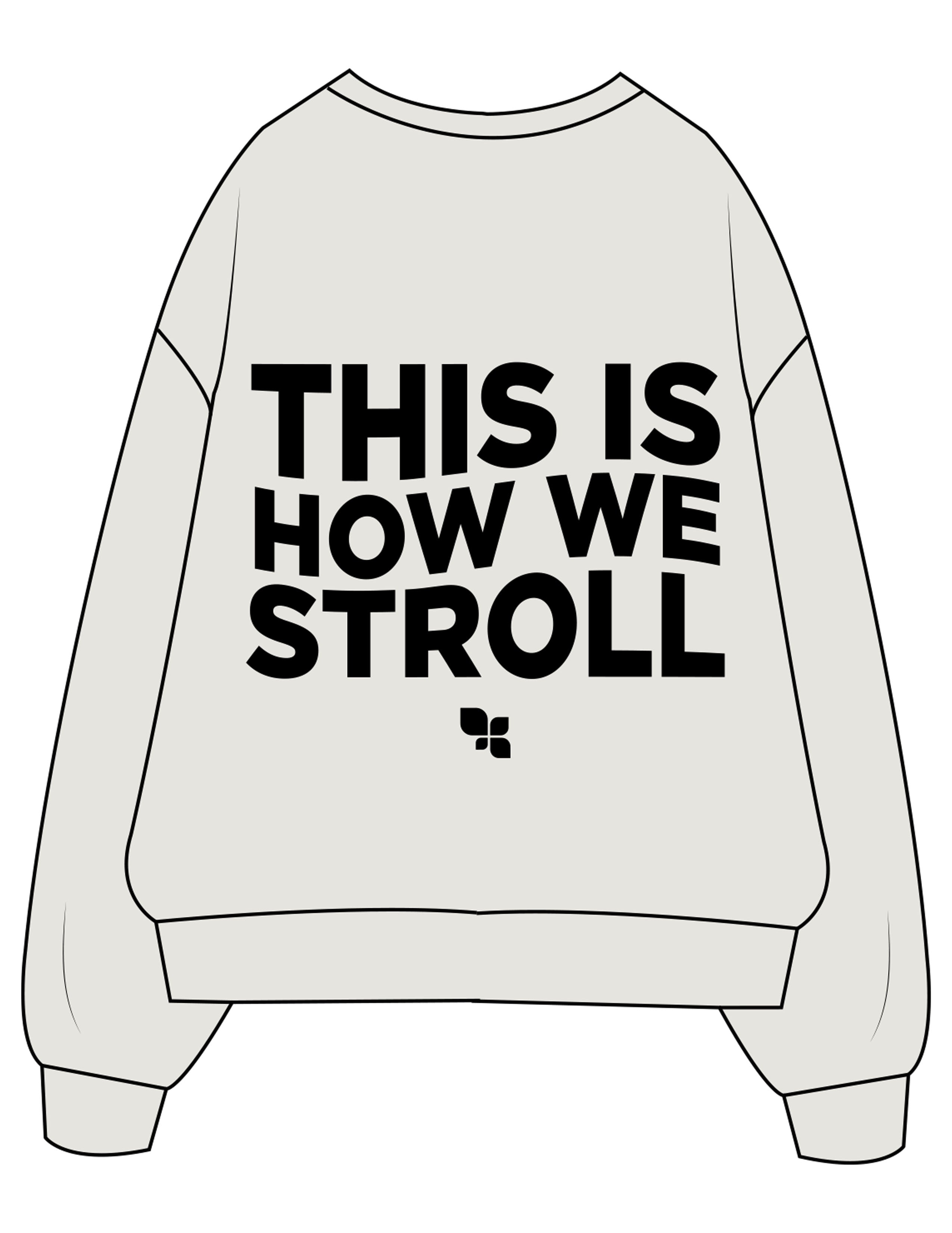 The Womens Crewneck - Washed Bone - Fit 4 Mom North County Inland - Left Chest Stacked & Back Stacked - Printed - Black