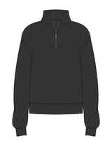 The Womens 1/4 Zip - Washed Black - RAG Collaborative - Upper Back - Embroidered - Black