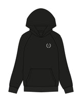 The Womens Hoodie - Black - Platform - Left  Chest & Back - Printed - White