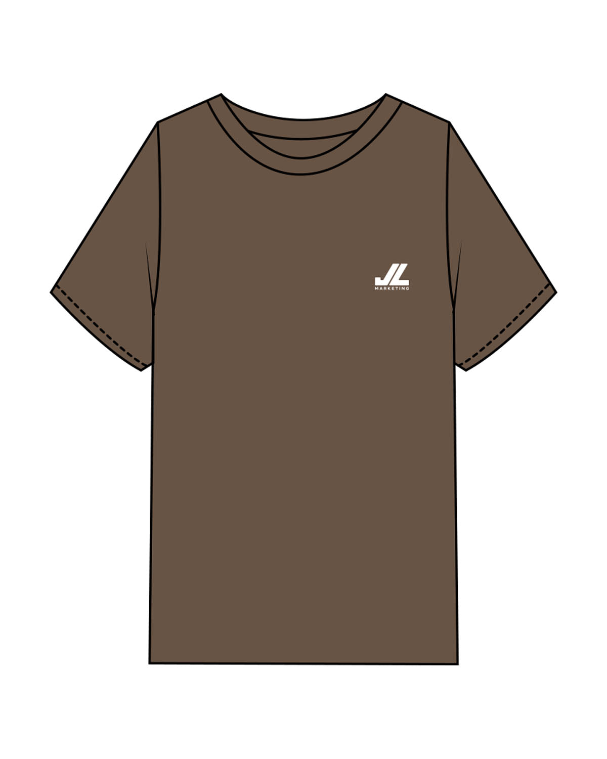 The Mens Heavyweight Tee - Walnut - JL Marketing - Left Chest & Back Image - Printed - White