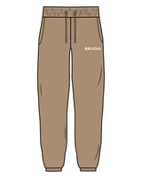 The Mens Classic Sweatpants - Sand - Bruehl - Left Leg - Text - White
