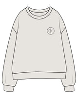 The Womens Crewneck - Washed Bone - Collective Studios - Left Chest - Icon - Black