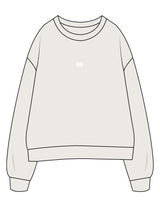 The Womens Crewneck - Bone - Powerhouse Fitness - Center Chest "PHF" - EMB - White