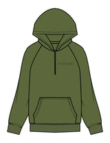 The Half Zip Hoodie - Olive - Balanced Self - Left Chest & Back Stacked - Printed - Dark Green