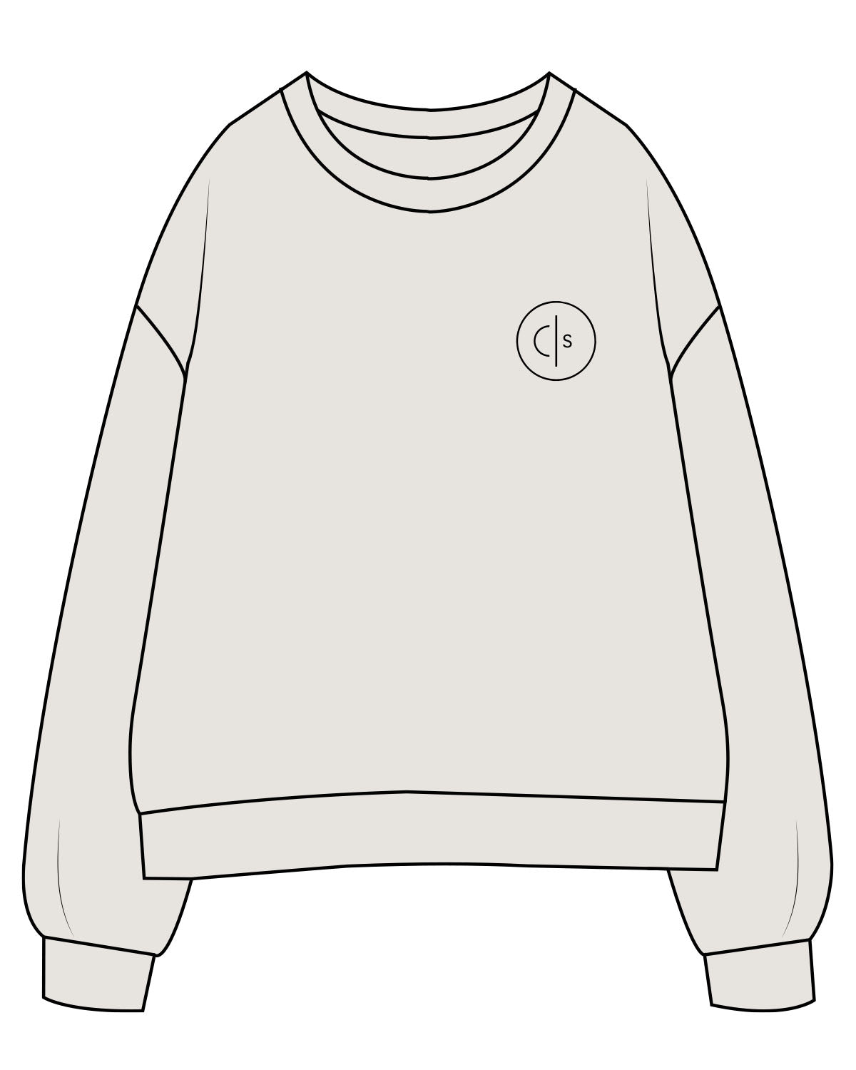 The Mens Crewneck - Washed Bone - Collective Studios - Left Chest - Icon - Black