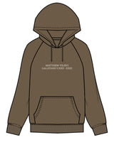 The Mens Classic Hoodie - Walnut -  Fed By The Fruit - Chest Stacked & Back Stacked - Printed - Off White