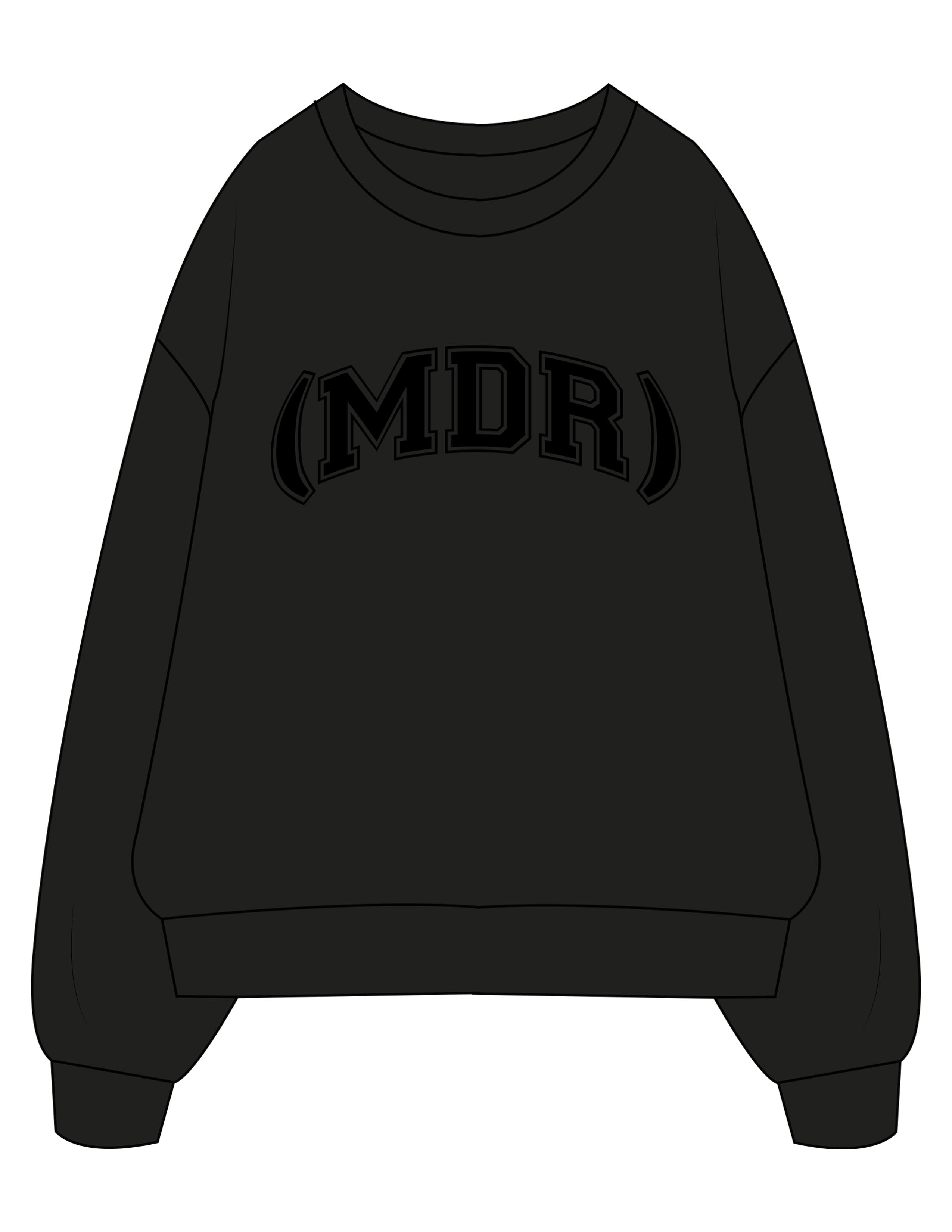 The Mens Crewneck - Black - The Studio (MDR) - Center Chest - Printed - Tone on Tone